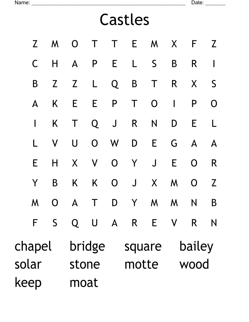 Castles Word Search