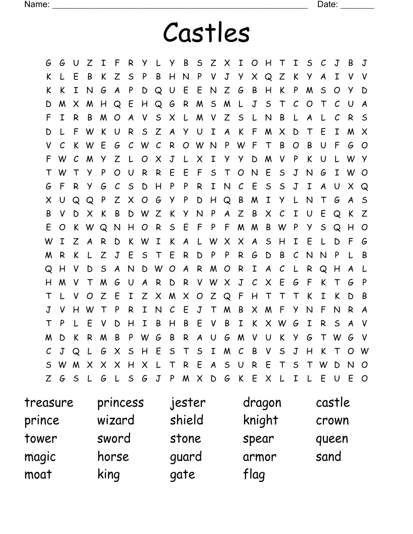 Castles Word Search
