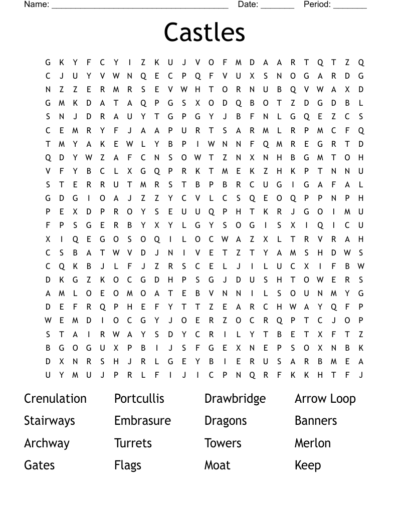 Castles Word Search