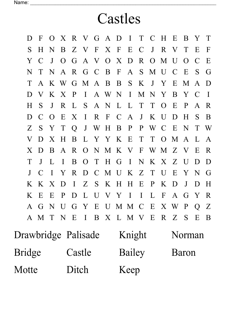 Castles Word Search