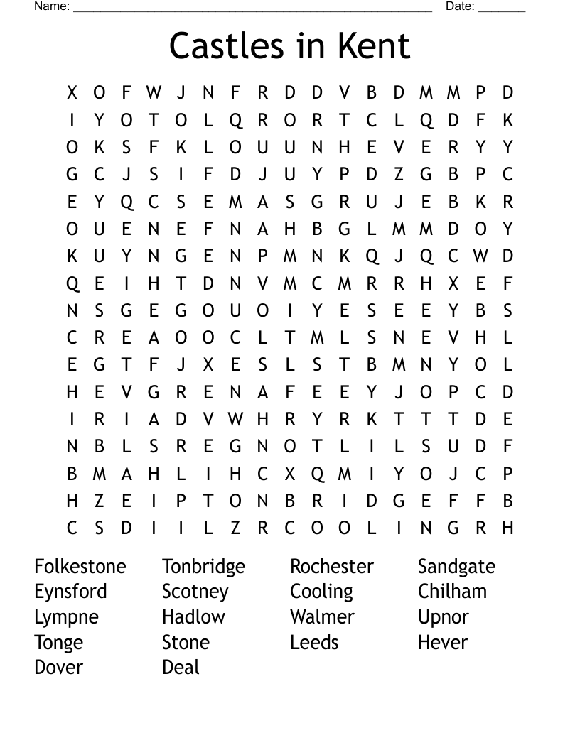 Castles in Kent Word Search