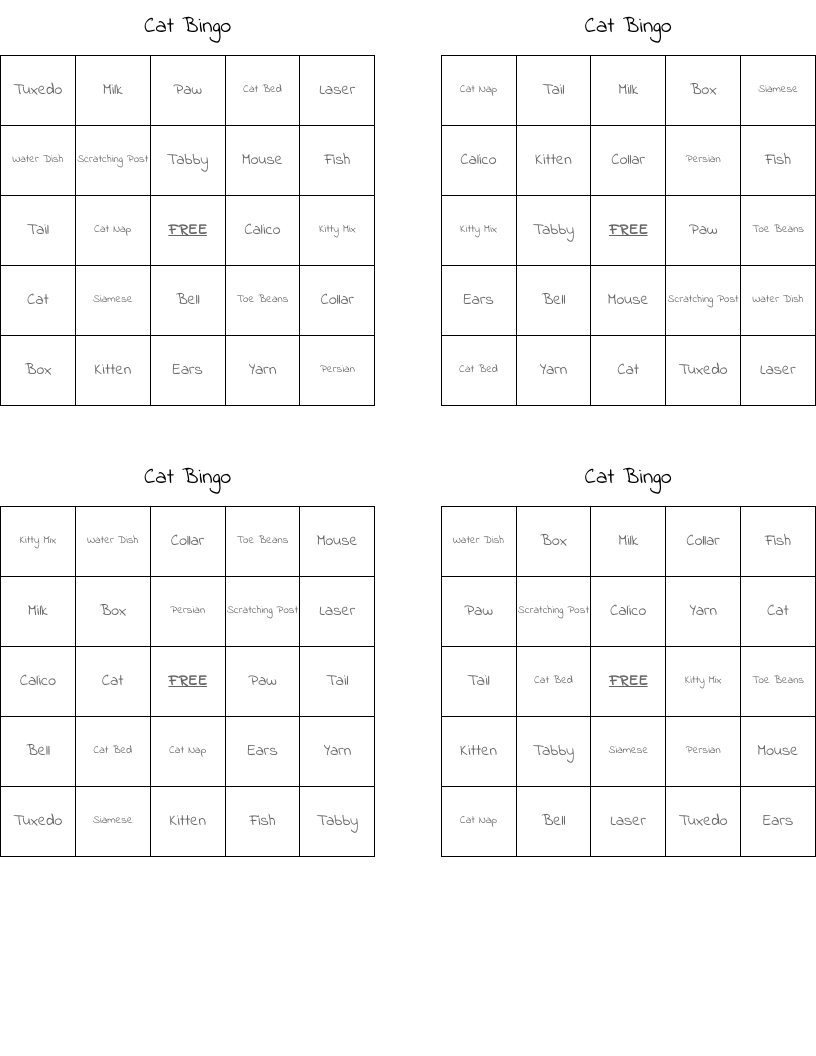 Cat Bingo