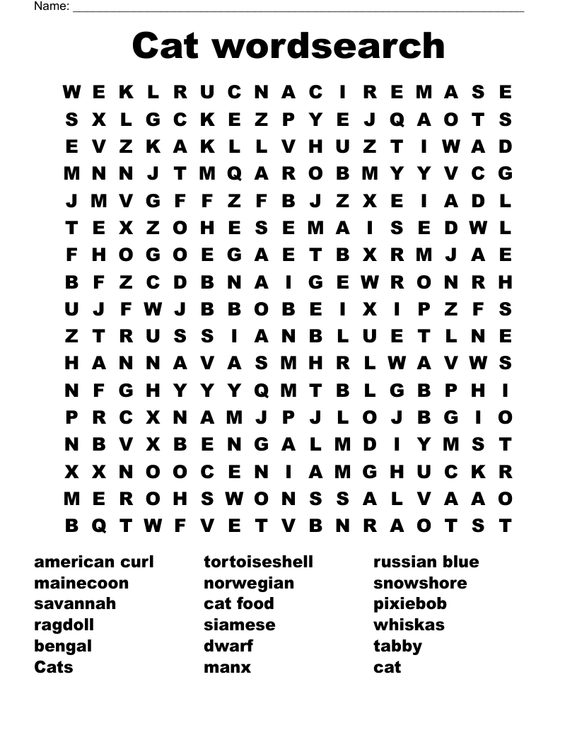 Cat wordsearch