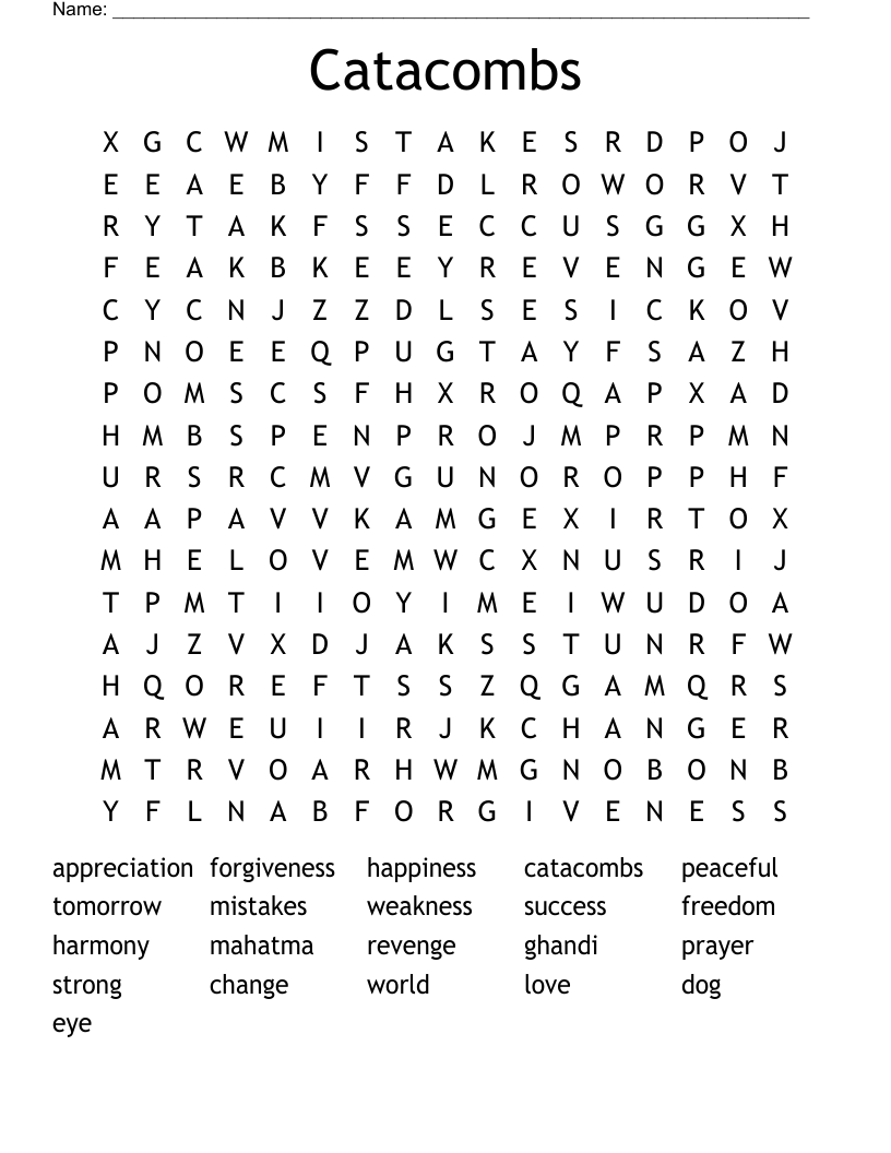 Catacombs Word Search