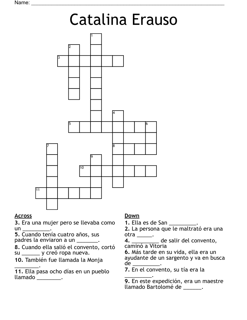 Catalina Erauso Crossword