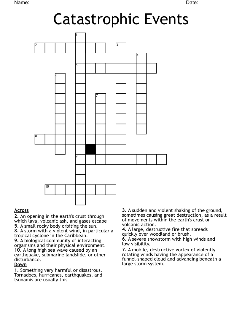 Catastrophic Events  Crossword