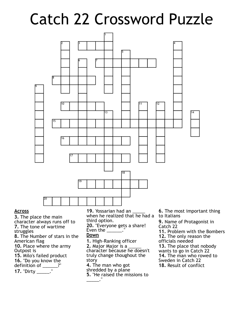Catch 22 Crossword Puzzle