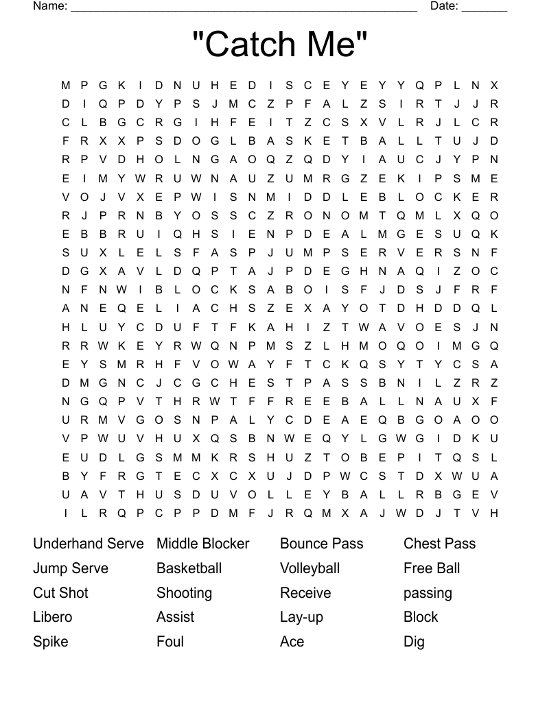"Catch Me" Word Search