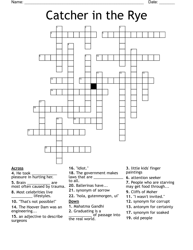Catcher in the Rye Crossword
