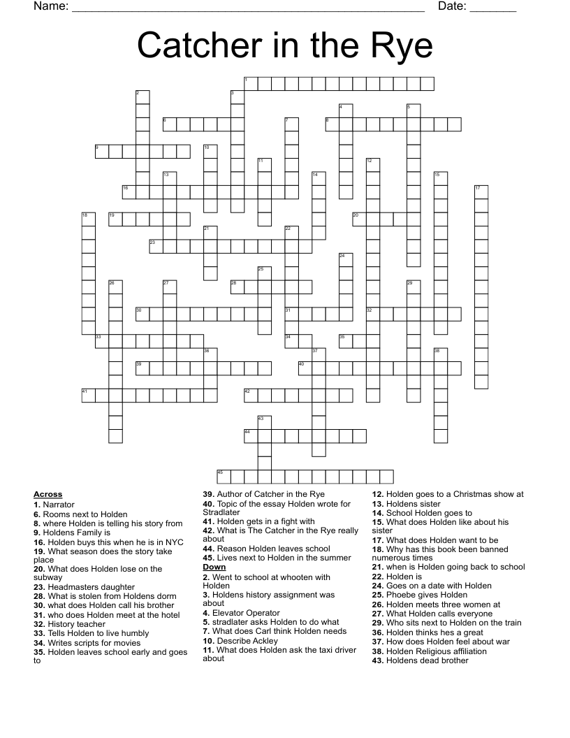 Catcher in the Rye Crossword