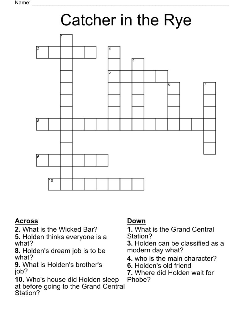 Catcher in the Rye Crossword