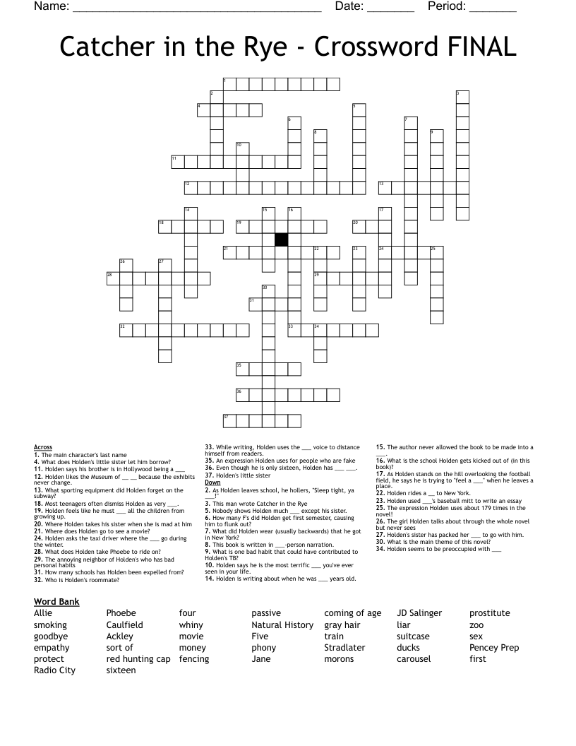 Catcher in the Rye - Crossword FINAL