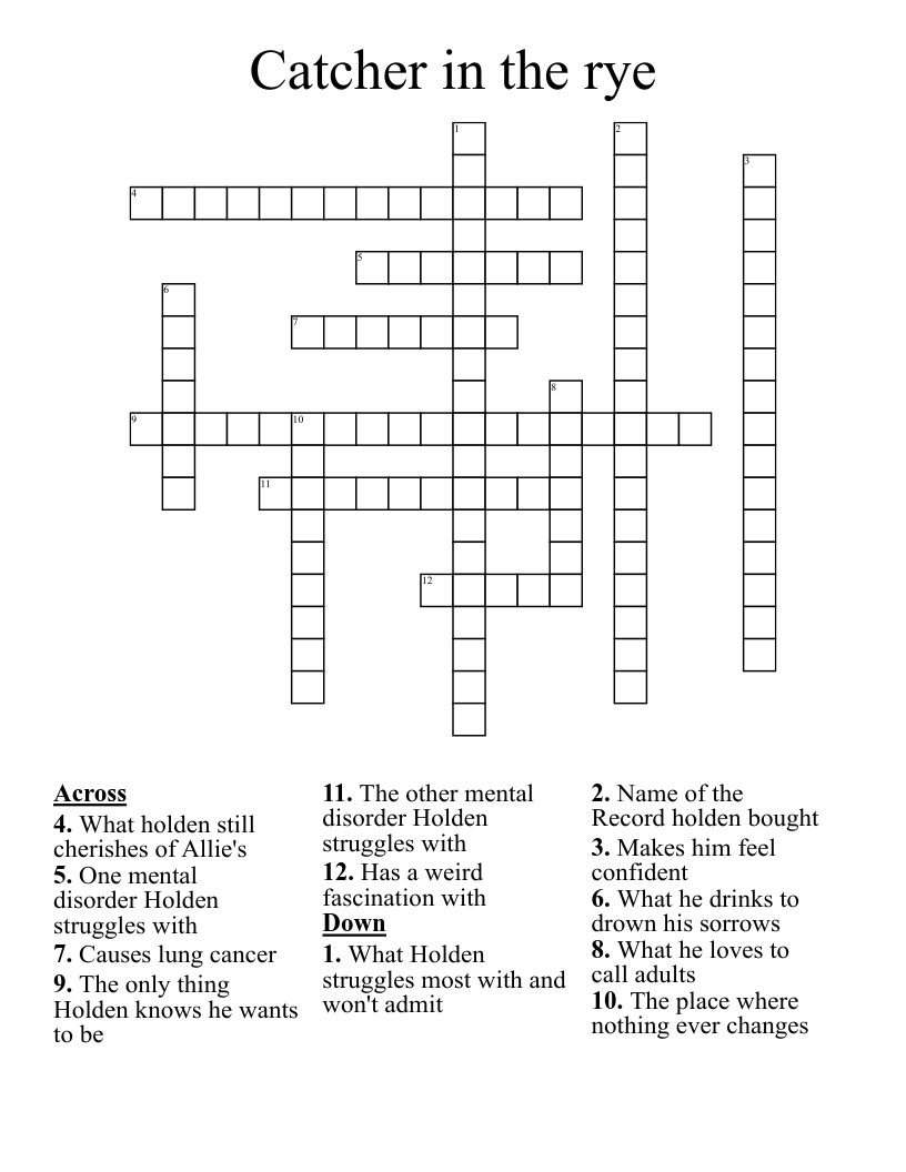 Catcher in the rye Crossword