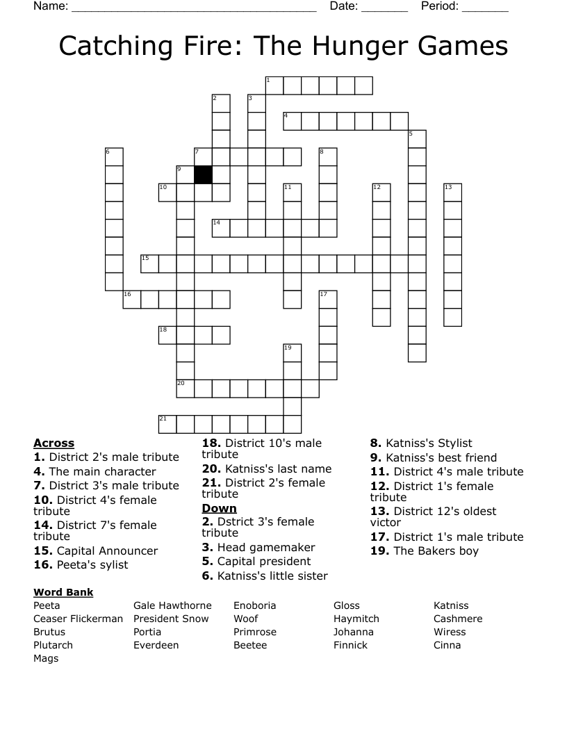 Catching Fire: The Hunger Games Crossword