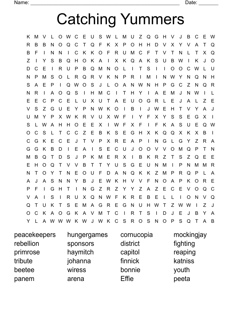 Catching Yummers Word Search
