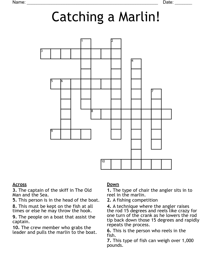 Catching a Marlin! Crossword