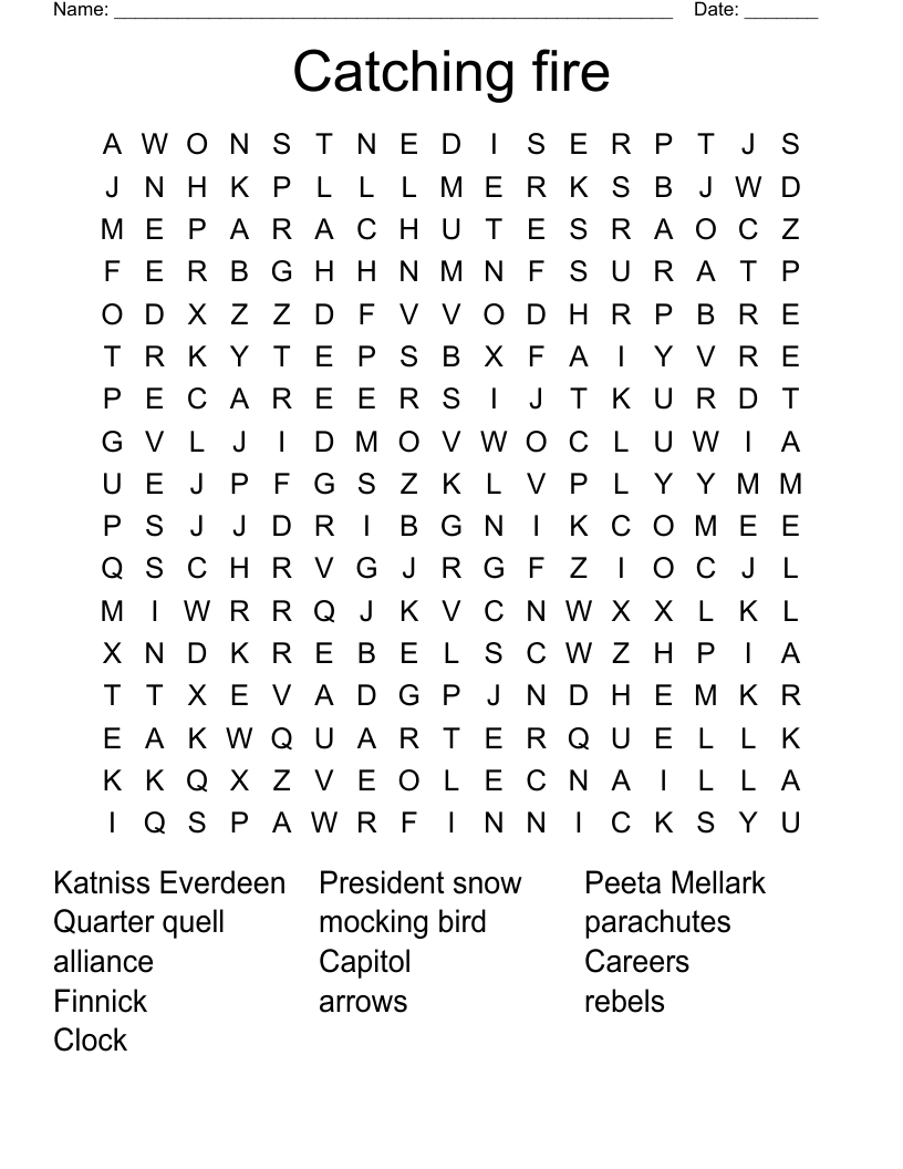 Catching fire Word Search