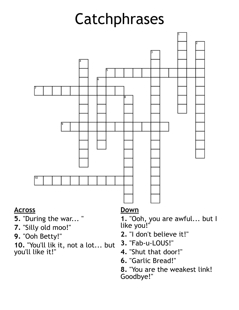 Catchphrases Crossword