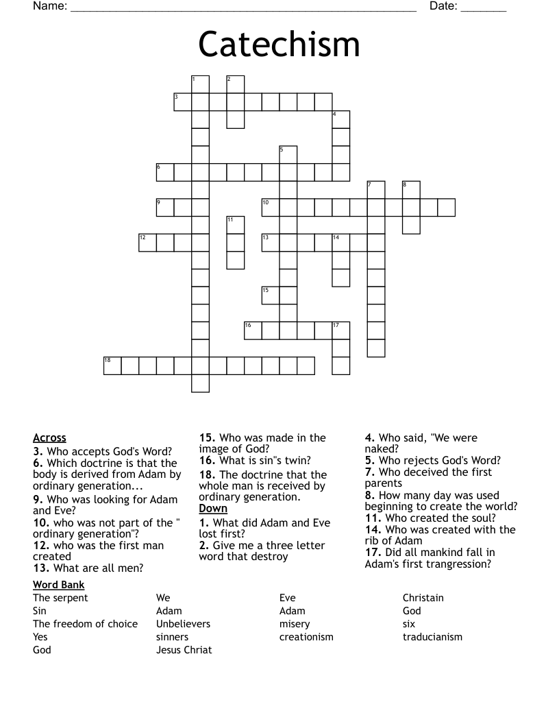 Catechism Crossword