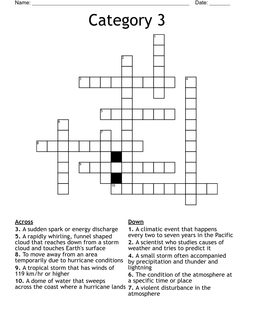 Category 3  Crossword