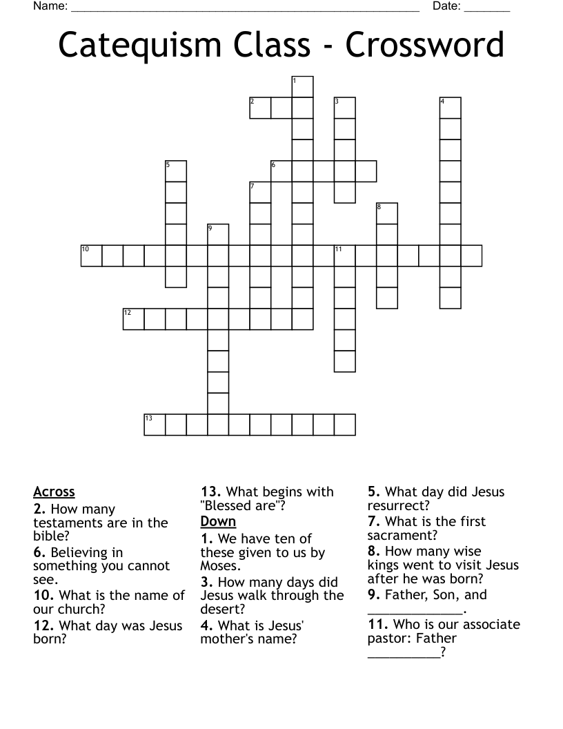 Catequism Class - Crossword