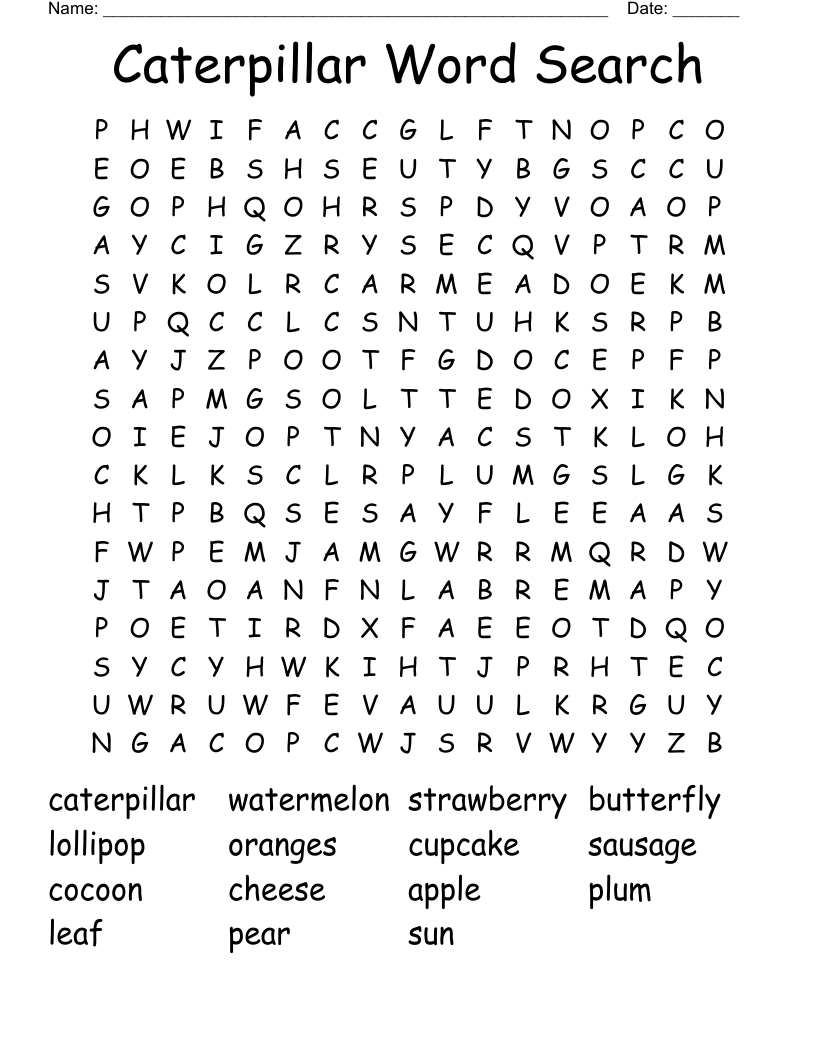 Caterpillar Word Search