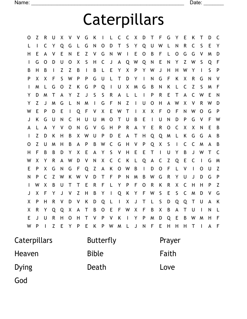 Caterpillars Word Search
