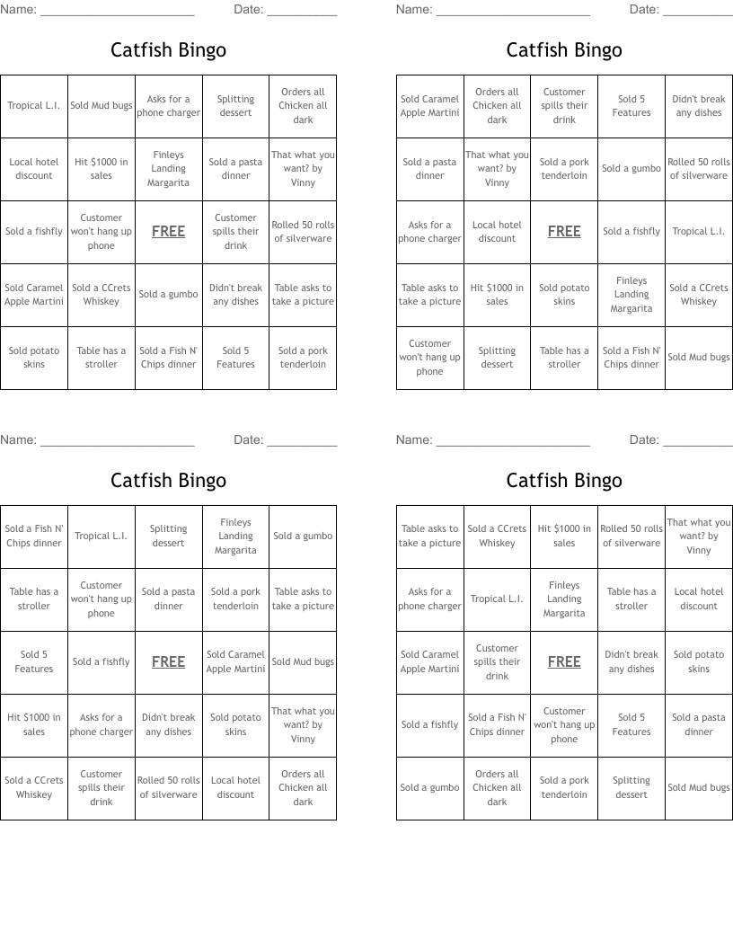 Catfish Bingo