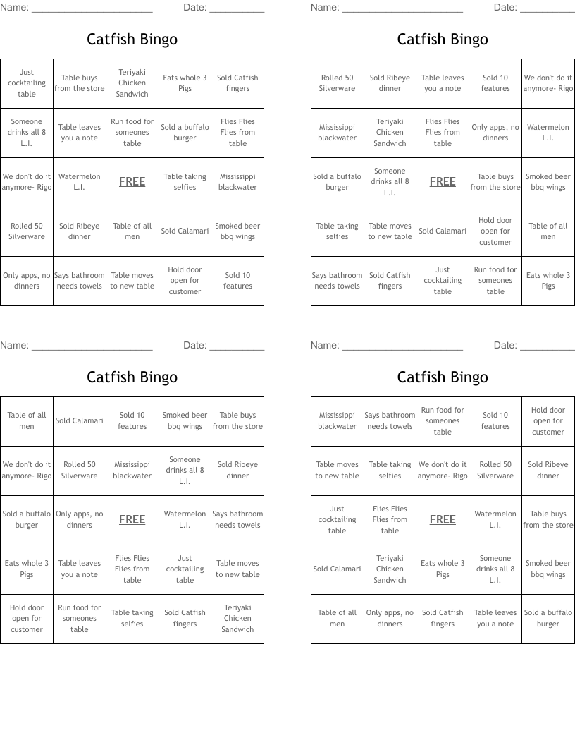 Catfish Bingo