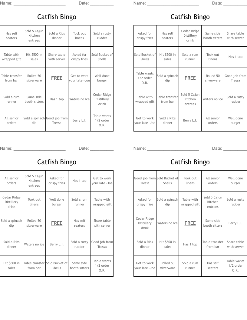 Catfish Bingo