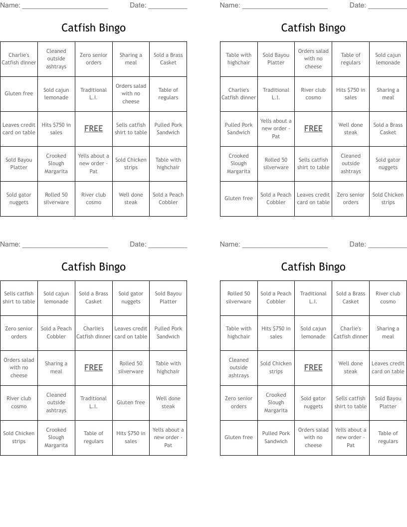Catfish Bingo