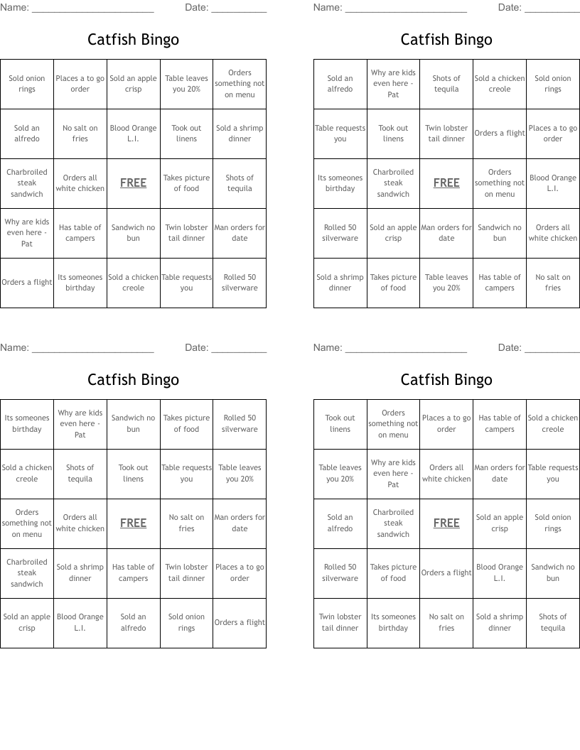 Catfish Bingo