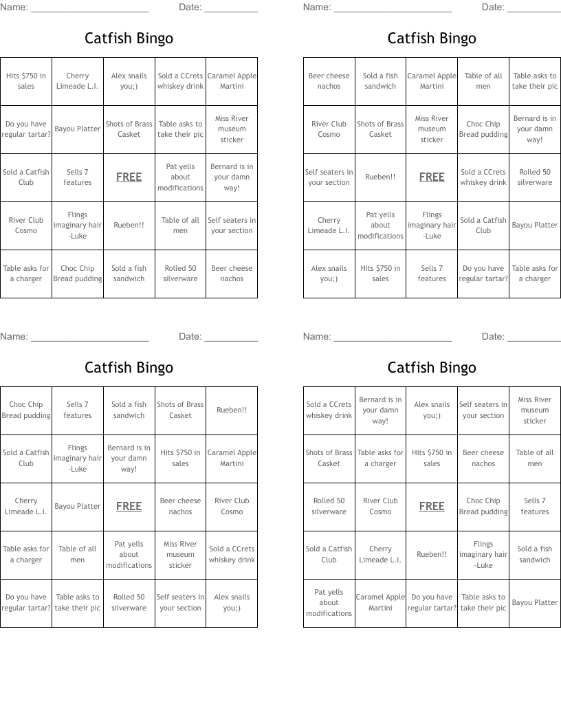 Catfish Bingo
