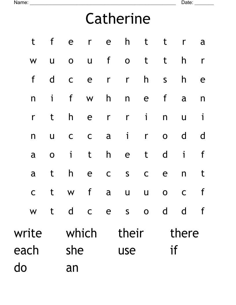 Catherine Word Search