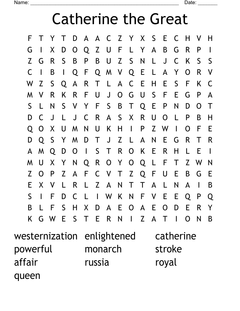 Catherine the Great Word Search
