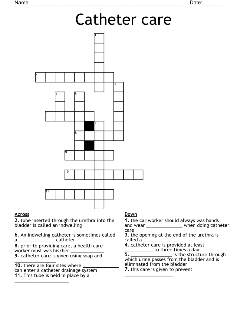 Catheter care Crossword