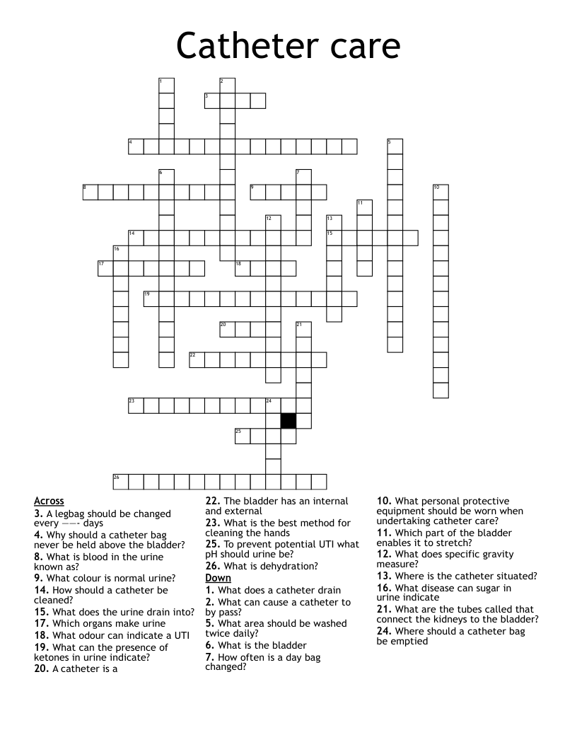 Catheter care Crossword