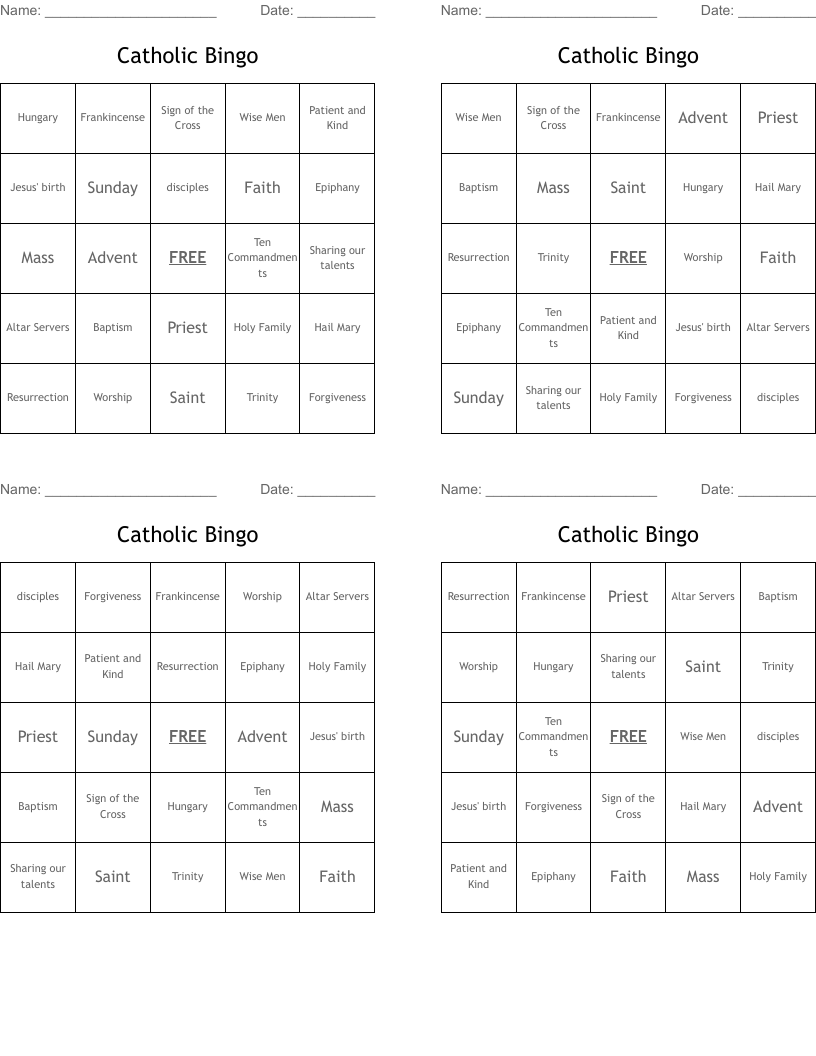 Catholic Bingo