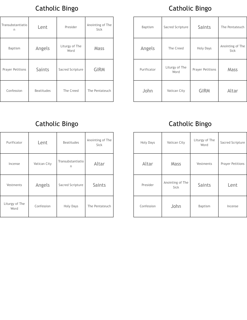 Catholic Bingo