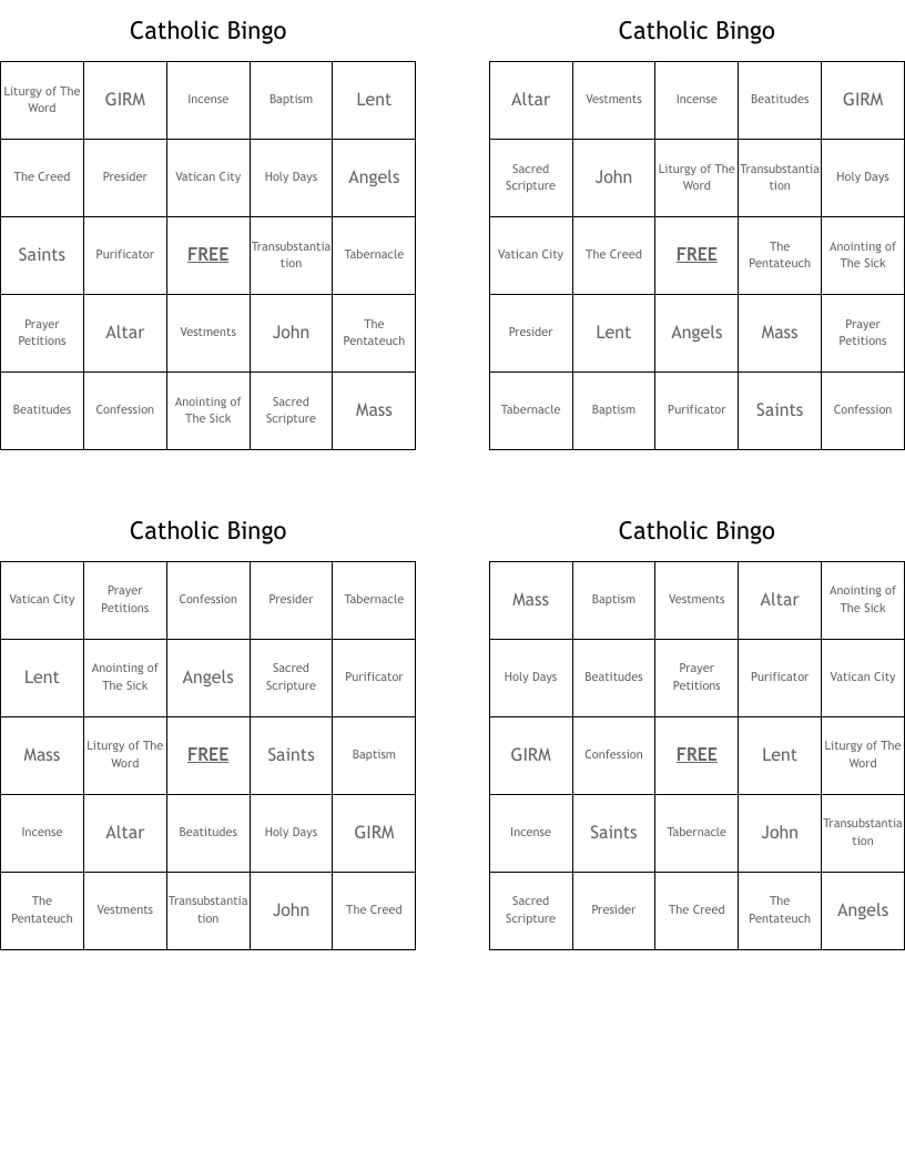 Catholic Bingo