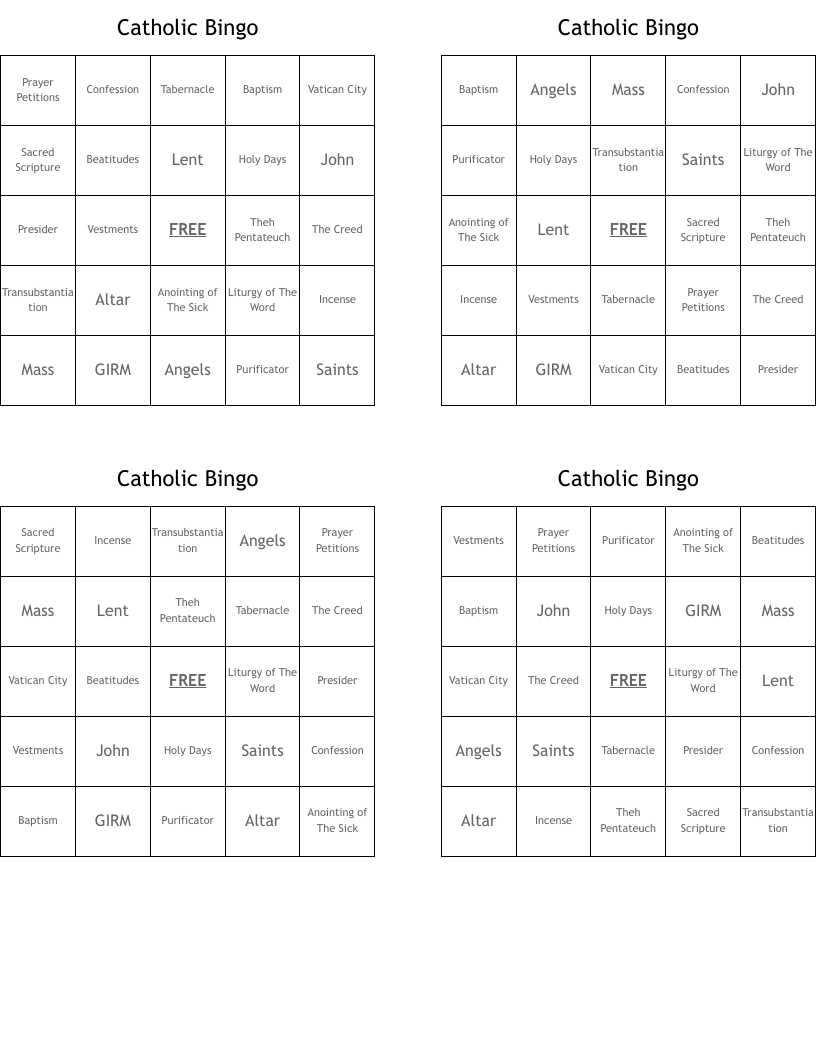 Catholic Bingo