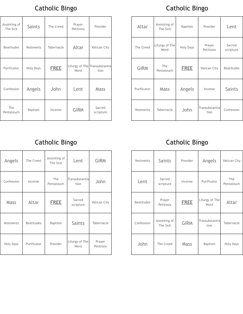 Catholic Bingo