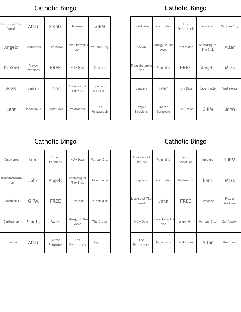 Catholic Bingo