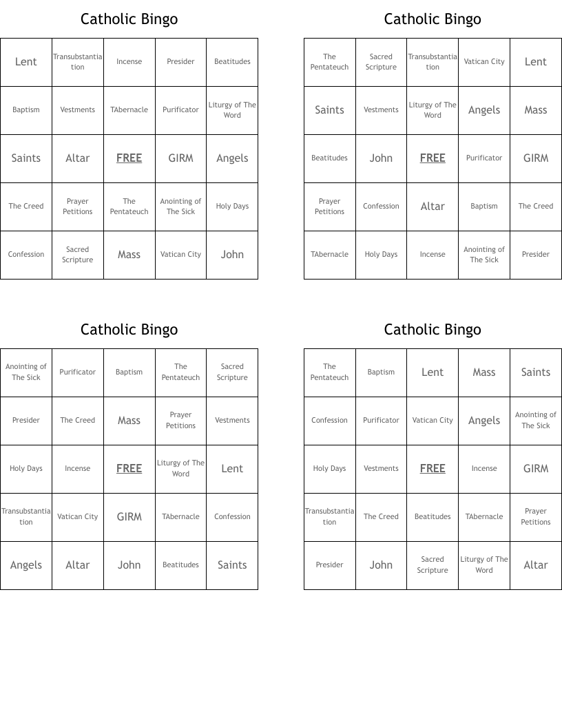 Catholic Bingo