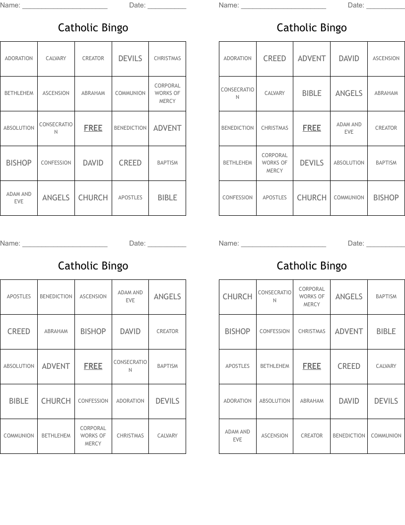 Catholic Bingo