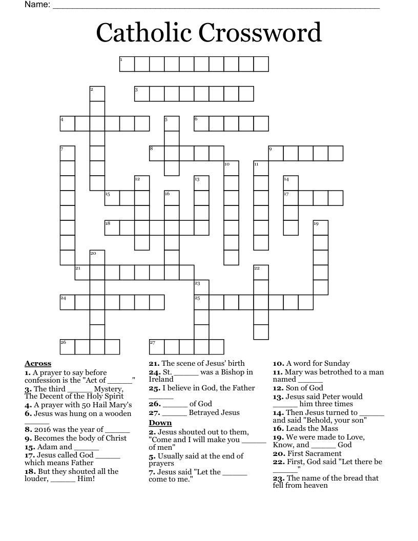 Catholic Crossword
