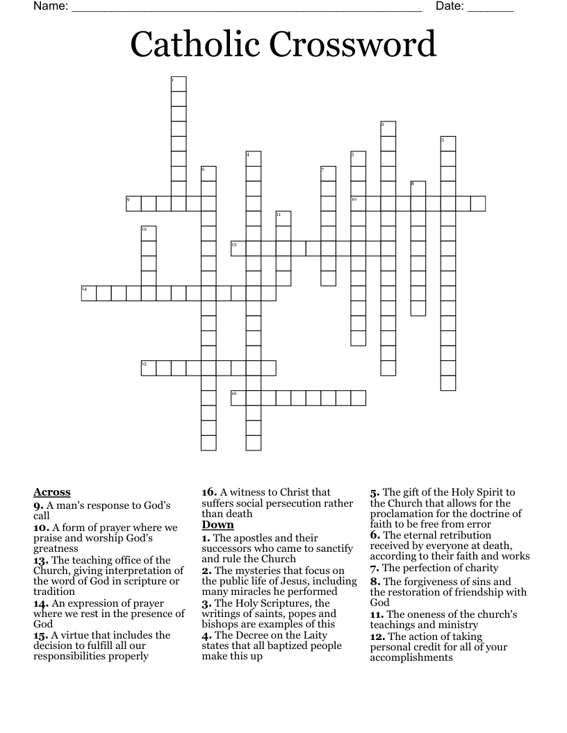 Catholic Crossword 