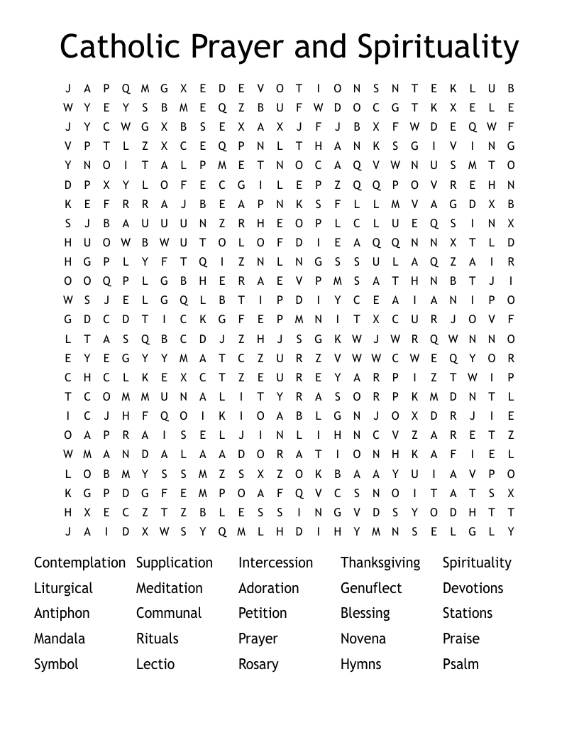 Catholic Prayer and Spirituality Word Search