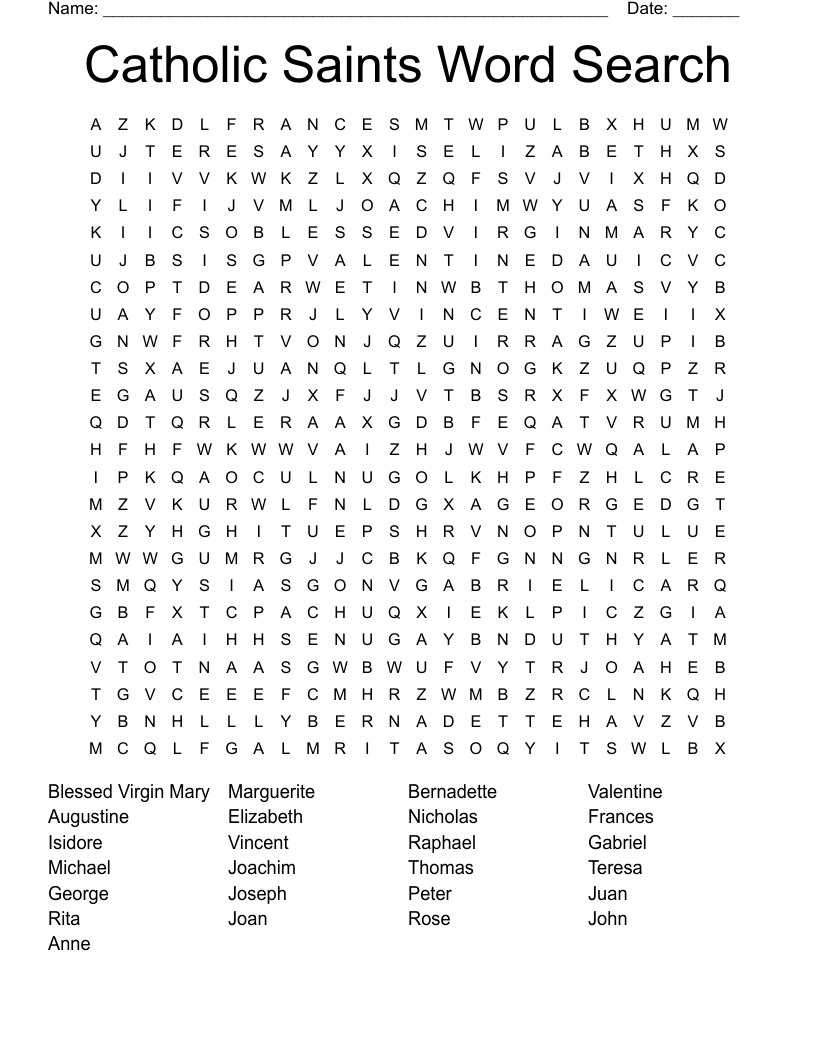 Catholic Saints Word Search
