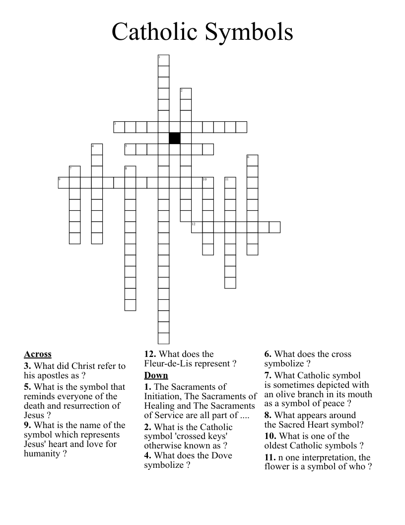 Catholic Symbols  Crossword